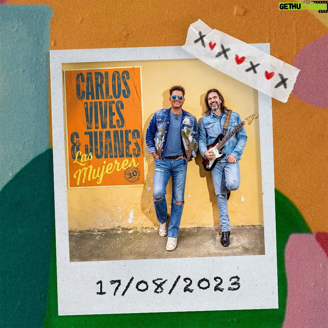 Carlos Vives Instagram - Cumplimos felices, años y el sueño de cantar juntos. Prepárense para nuestro lanzamiento. 🙌🏼 17 de agosto "Las Mujeres" ❤️ @carlosvives @juanes Colombia