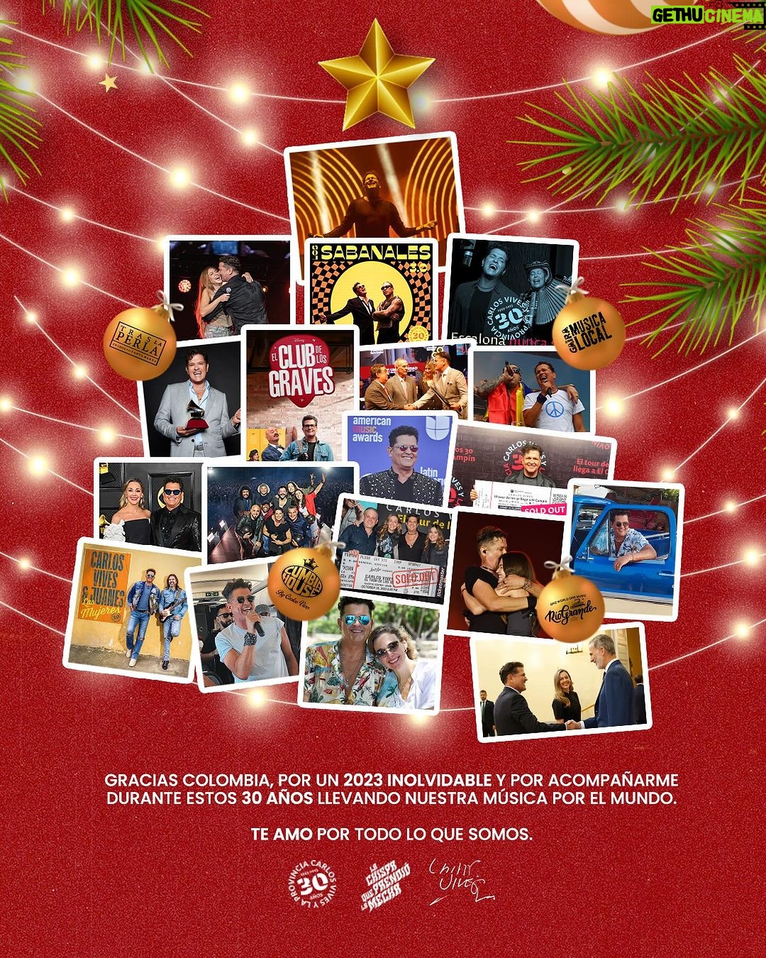 Carlos Vives Instagram - Que la Fe siga viviendo en nuestros corazones. Festejemos esta Navidad con familia y amigos que son nuestro tesoro. Gracias a todas las personas nos acompañaron en esta celebración de 30 años junto a La Provincia❤️🎄 Colombia