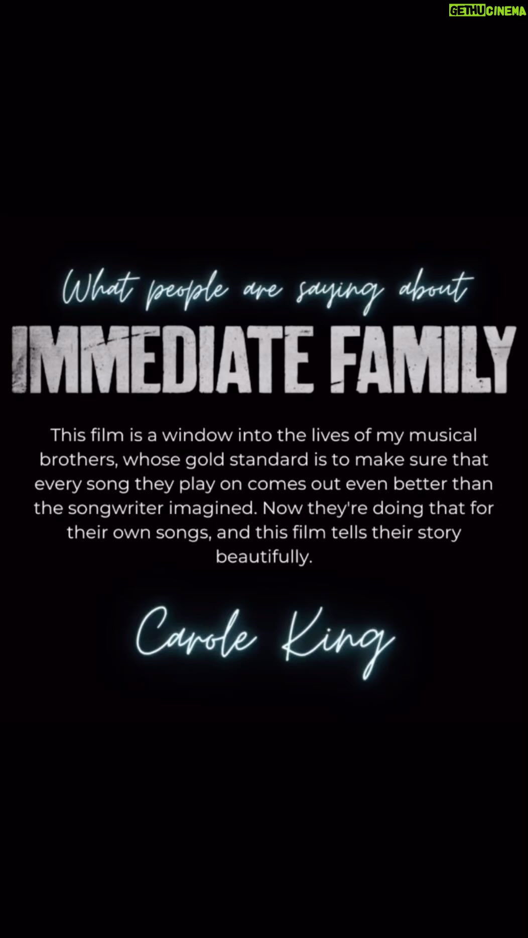Carole King Instagram - You will love @immediatefamilyfilm !