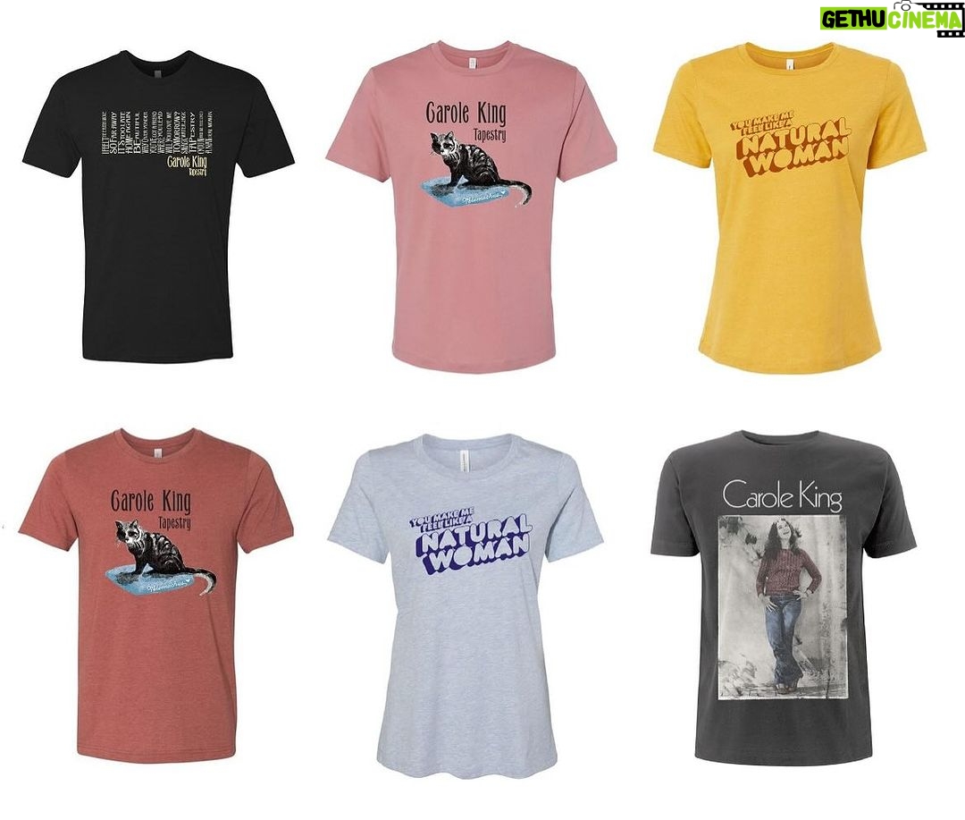 Carole King Instagram - Check out the great selection of t-shirts for the special Carole King fan in your life. These and other holiday gift ideas can be found in the Official Carole King Online Store. Shop now! Link to store in bio.