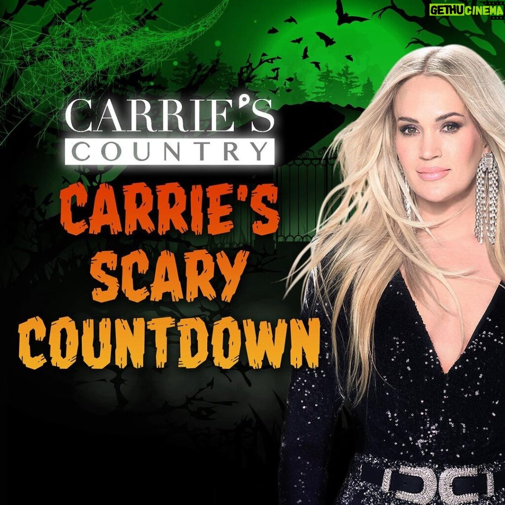 Carrie Underwood Instagram - We’re celebrating spooky season on @carriescountry! 👻 Join us for Carrie’s Scary Countdown on Ch. 60 and the SiriusXM app. Link in bio to listen!