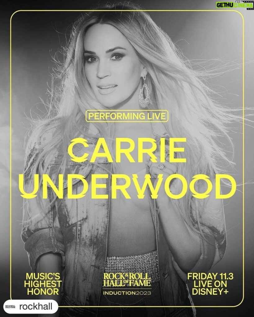 Carrie Underwood Instagram - So excited and honored to be performing at this year’s @rockhall ceremony! #RockHall2023 🎶❤️ #Repost @rockhall ・・・ Vocal powerhouse @carrieunderwood will take the @rockhall stage once again! Stream #RockHall2023 LIVE Friday, Nov. 3 at 8p ET on @disneyplus.