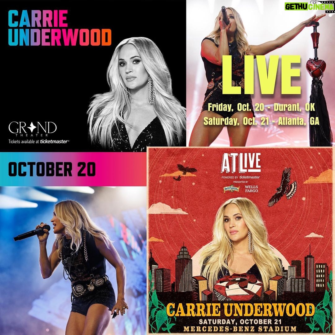 Carrie Underwood Instagram - Come see us this week @choctawcasinos in Oklahoma, and @mercedesbenzstadium in Atlanta with @georgestrait, @willienelsonofficial & Family, and @littlebigtown! π«:carrieunderwoodofficial.com/tour