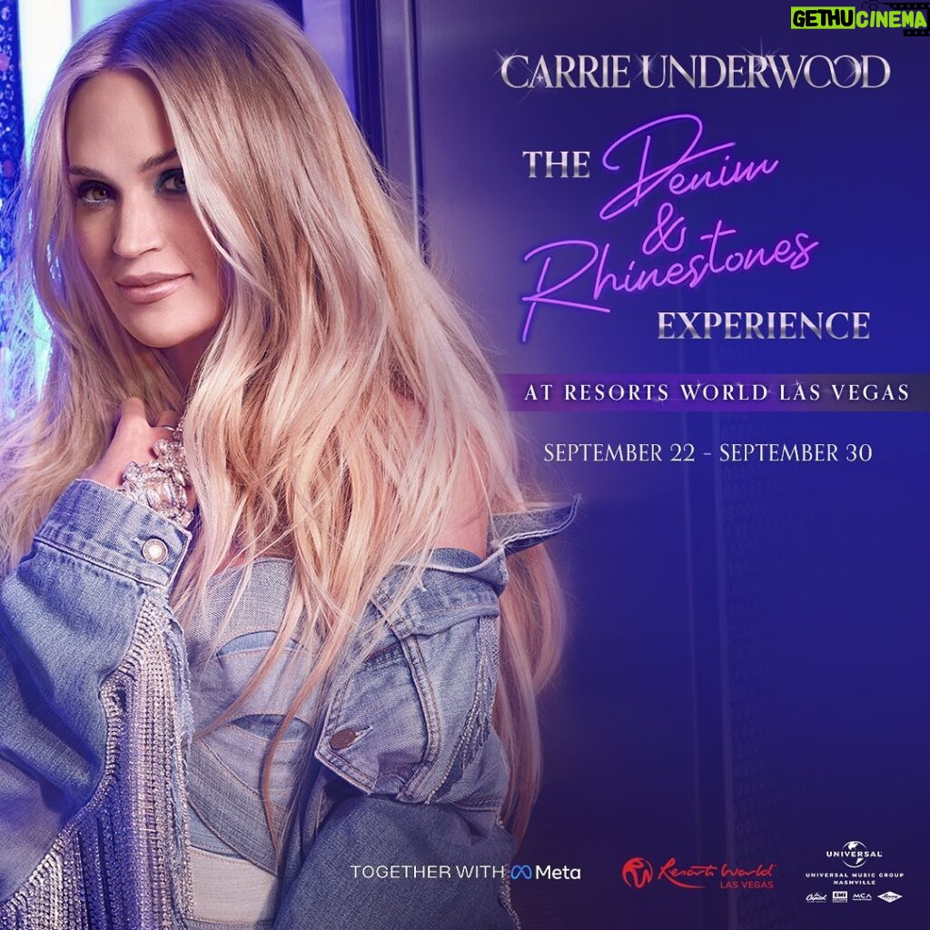 Carrie Underwood Instagram - Come visit “The Denim & Rhinestones Experience” in front of the @resortsworldtheatre from September 22-30 and have your photo taken in immersive displays themed to songs from #DenimAndRhinestones (Deluxe Edition) such as “Crazy Angels” and “Out Of That Truck!” Hope to see you there! 💜💎