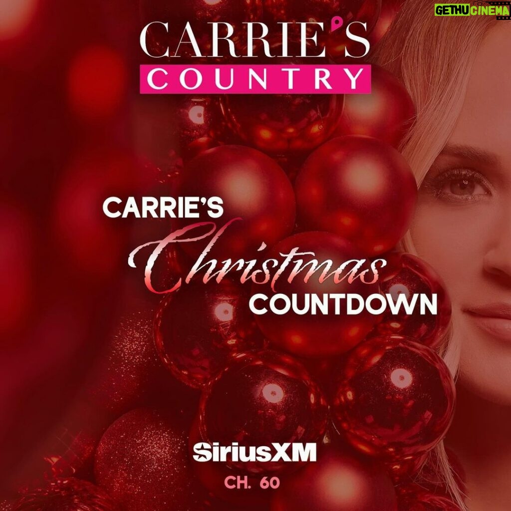 Carrie Underwood Instagram - Happy Holidays from @carriescountry! This week, tune in to hear “Carrie’s Christmas Countdown” on channel 60 or in the @siriusxm app. Premiering tomorrow at 3PM ET. 🎄❤️💚