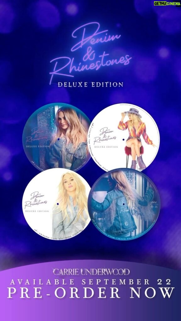 Carrie Underwood Instagram - Have you pre-ordered the deluxe edition of #DenimAndRhinestones on special double picture disc vinyl?  umgn.us/CUDRDPictureDisc 💜💎-TeamCU