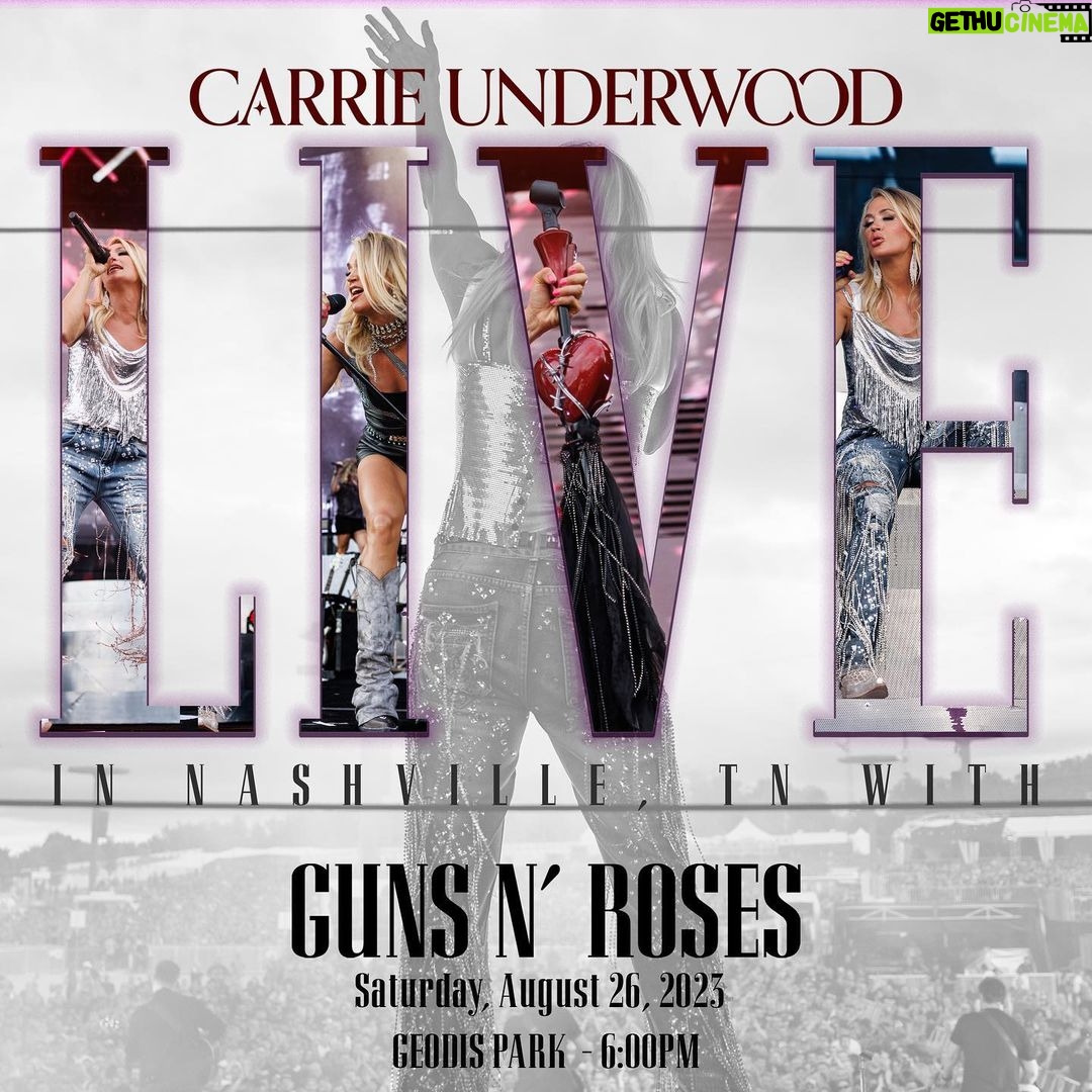 Carrie Underwood Instagram - Who’s coming to see us at @geodispark in Nashville for the 2023 @gunsnroses World Tour tomorrow night? 🎫: gunsnroses.com/tour