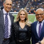 Carrie Underwood Instagram - Had a blast at the @snfonnbc game tonight @allegiantstadium with @collinsworthpff, @miketiriconbc and all the amazing fans!  Thanks for having me! 📸: @jeffjohnsonimages
