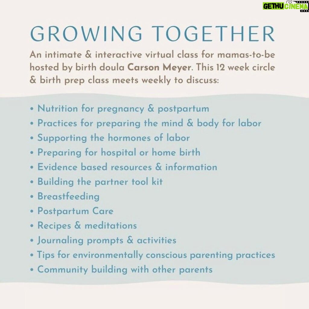 Carson Meyer Instagram - The next Growing Together Circle begins Janurary 28th 🦋 Growing Together is not your average childbirth education class. It’s a space to build long lasting community and gain support from other women who are walking alongside you. It’s a space to rewrite the stories, challenge the fears and unlearn the cultural conditioning we have around birth and motherhood. It’s an opportunity to equip yourself with the wisdom and resources for a healthy and informed pregnancy, birth and postpartum. Most importantly, it’s a safe space to explore and discover your unique approach to parenthood. It’s a chance to dive deep into the beauty of transformation. Limited space available. Link in bio to join.
