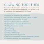 Carson Meyer Instagram - The next Growing Together Circle begins Janurary 28th 🦋 Growing Together is not your average childbirth education class. It’s a space to build long lasting community and gain support from other women who are walking alongside you. It’s a space to rewrite the stories, challenge the fears and unlearn the cultural conditioning we have around birth and motherhood. It’s an opportunity to equip yourself with the wisdom and resources for a healthy and informed pregnancy, birth and postpartum. Most importantly, it’s a safe space to explore and discover your unique approach to parenthood. It’s a chance to dive deep into the beauty of transformation. Limited space available. Link in bio to join.