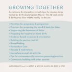 Carson Meyer Instagram - 🌱 GROWING TOGETHER 🌱 My next prenatal circle is open for enrollment! It takes place over zoom and expecting mamas from all over the country are welcome! This circle is a birth prep class and beyond! (Slide to see some of the many topics we cover). Most importantly this circle is a safe space, a sanctuary of love, for mamas-to-be to come together in community and explore all aspects of the journey to parenthood without judgement. It’s a place for parents to gather tools and information to help them feel confident and connected to their inner knowing, their inherent power and individual choices. Spaces are filling fast and limited space available. Click link in bio to join. Photo by the lovely @emmamariej_