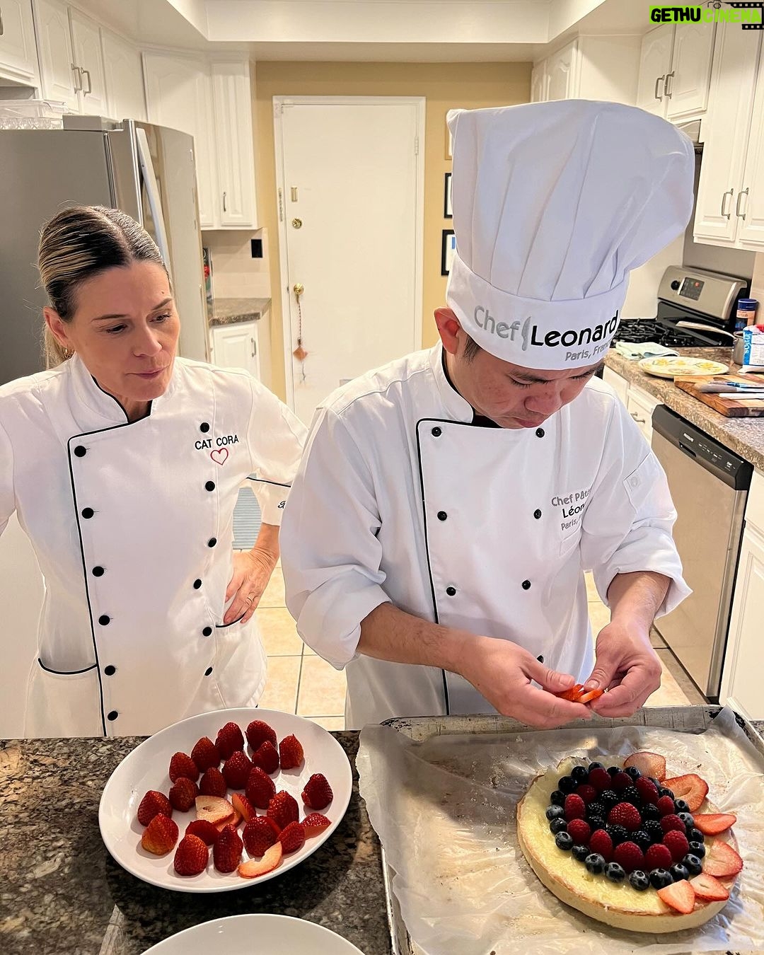 Cat Cora Instagram - I love working with Master Pastry Chef Leonard Kimhourt Taing, he has such a stellar culinary career and reputation. I have used his expertise, recipes, and exquisite creations for many of my events over the years. I just recently tested specialized fruit tarts in Santa Barbara with him as seen in this picture. We had the best time, laughed hard and ate wayyy too much. He is so talented, creative, and passionate. I love his expertise in the traditions of French Baking with his unique knowledge of Cambodian delicacies. I can’t wait until we bake together again. #cheflife #chef #MasterPastryChef #ChefLeonardKimhourtTaing #ChefLeonard #pastrychef #cambodianchef #artofpastry #inspired #IC3