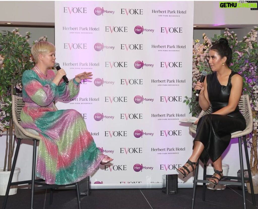 Cecelia Ahern Instagram - Thank you so much to @sybilmulcahy & @evokedotie for inviting me to their “Evening with Evoke.” I had a lovely evening with a room full of stylish inspiring women (and some men) & the fabulous, beautiful and kind @lottieryan1 Special thanks to @thesjtobin 💚💙❤💜💛🧡 Herbert Park Hotel, Ballsbridge, Dublin 4