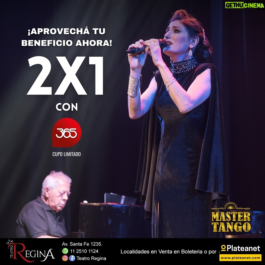 Cecilia Milone Instagram - ¡En #MasterTango tenemos beneficios para vos! ✨Aprovecha este 2x1 de @clarin365 -CUPOS LIMITADOS- 🎫 Conseguilo por @plateanet o en boletería del @teatroregina (Santa Fe 1235) ¡TE ESPERAMOS MAÑANA 20:30 HS! 🕢 ✨ @ceciliamilone junto a @pastocchiariel @ricardodanielatango @rubencalegari @pablo.gimenez.musica @pianotangosecrets @juanalbertopugliano @emimiguez @perrottiproducciones Teatro Regina