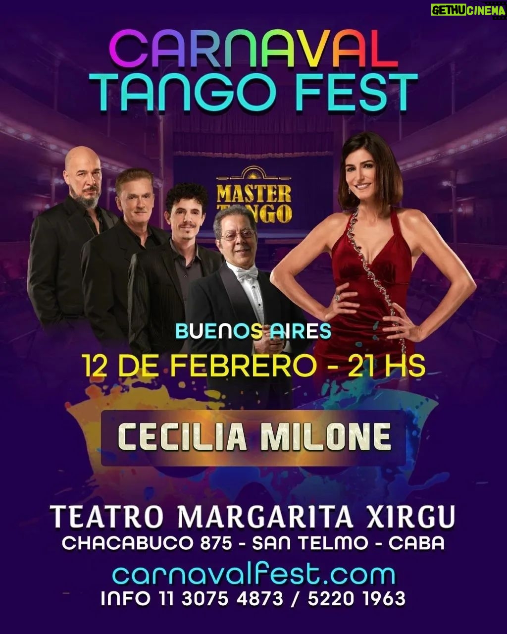 Cecilia Milone Instagram - 💥NO PODES PERDERTE ESTA FIESTA TANGUERA!!!!✨️✨️💥 🏆CARNAVAL TANGO FEST 2024✨️ FESTIVAL Y CAMPEONATO DE BAILE✨️ 9 al 12 de febrero!!! 💥✨️CECILIA MILONE ✨️ MASTER TANGO!!💥 @ceciliamilone @juanalbertopugliano @rubencalegari @pablo.gimenez.musica @pianotangosecrets @mastertangoshow @Milonga de 17 a 00 hs✨️✨️ Milonga! Competencia! Shows de Orquestas y bailarines!✨️✨️ ✨️Inscrpción Paga y Gratuita ( Salón+- 50 Tango/Vals/Milonga) ✨️✨️COMPETI POR LA EXPERIENCIA TANGO MAYA FEST 2024 EN CANCUN!!!✨️✈️✈️ Premios Efec💰 y Sponsors Salón Adulto Salón Senior Salón Pro Tango Vals Milonga Tango Escenario ✨️INSCRIBITE!!!!!!! CARNAVALFEST.COM Mira lo que fue el año pasado!!! ⬇️ https://www.youtube.com/channel/UCjPJMn8tKim0cUWnD35mw8Q Info y anticipadas!!!!!!!!! 11 5220 1963 11 3075 4873 Teatro Margarita Xirgu Chacabuco 875. San Telmo @sonrisasmilongueras Teatro Margarita Xirgu - UNTREF