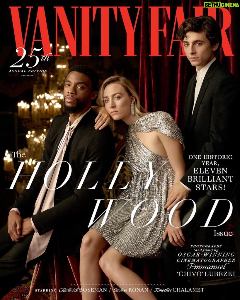 Chadwick Boseman Instagram - 25th @VanityFair Hollywood Issue. On stands 1/29. #SaoirseRonan @TChalamet [link in bio]