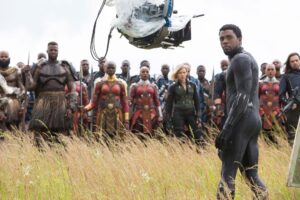 Chadwick Boseman Instagram - Watching out for that Thanos finger snap like… 
Get @Avengers #InfinityWar on Digital. Blu-ray drops 8/14. #bts