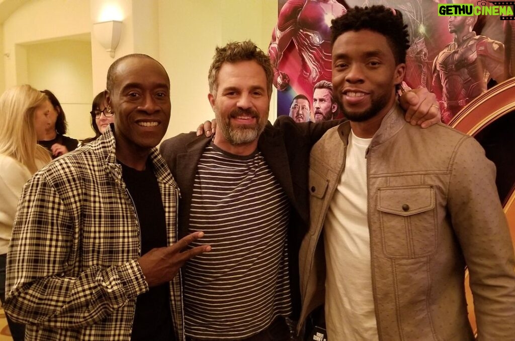 Chadwick Boseman Instagram - Excited to see you guys at tonight’s #InfinityWar premiere. Until then, here’s a look behind the scenes of our junket. Bonus: I’ve got a poster signed by the gang. Stay tuned for a chance to win!