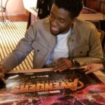 Chadwick Boseman Instagram - Excited to see you guys at tonight’s #InfinityWar premiere. Until then, here’s a look behind the scenes of our junket. Bonus: I’ve got a poster signed by the gang. Stay tuned for a chance to win!