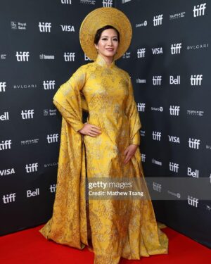 Chantal Thuy Instagram - This week at #TIFF was a dream come true. It’s always been on my bucket list to tell a Vietnamese Québécois story on the big screen and to be part of a film based on such a celebrated novel by @kimthuylythanh fulfilled a deep need as a storyteller. Not only is it the first of its kind for this community, but walking in her mother’s shoes helped me understand my own mom’s journey more deeply. In the process of shooting this film last year, I too became a first time mom. 

To add to this, the most magical part of the night besides watching the film with my RU family and best friends, was being dressed in a custom traditional Vietnamese Áo Dài khăn đóng created by @thainguyenatelier. Thai not only made me feel beautiful in this dress (as a 8month postpartum mama, I was nervous about getting back on a red carpet 🤷🏻‍♀️), but he made me feel pride in representing and celebrating my culture. I’m holding onto everything I can that is a part of my Vietnamese heritage (language, food, customs) and wearing this beautiful Áo Dài khăn đóng certainly is an important part of it.

I’m writing this as my sister union in the US is on strike, and acknowledge that we’re going through an extremely difficult time right now. I’m thankful that SAG-AFTRA allowed me to promote this film (under a UDA contract). I’m proud to have worked on my first Canadian film, which was entirely funded by the Canadian & Quebec government agencies @la.sodec @telefilm_canada @amalga.prod @imminafilms @tiff_net 

❤️ Gorgeous hair & makeup by @ivylammakeup