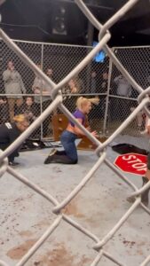 Chantelle Allison Instagram - @dannydemanto plants wooden-bbq skewers into the head of @shazza_mckenzie at ICW NHB Presents: PitFighterX 18, TWE Arena, Chatanooga-Tennessee, Fall 2023 -🎥: KRW Cameraman @valowrestling || Follow @icwnhb for more! -Head over to www.kingsroadwrestling.com or click the Shop button in our bio⬆️⬆️ to purchase exclusive Kings Road Wrestling Merchandise👕🧢! - - - - - - - - - - - - - - - - - - - - - - - - - - - - #gamechangerwrestling #gcw #gcwwrestling #indywrestling #deathmatchwrestling #wwe #wweraw #wwesmackdown #wwenxt #allin #prowrestling #aew #aewwrestling #aewdynamite #ecw #icwnhb