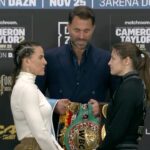 Chantelle Cameron Instagram - FACE OFF 👀 @chancam91 vs @katie_t86 🔥🔥 Undisputed World Super Lightweight Championship #CameronTaylor2 live on DAZN Dublin, Ireland