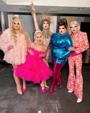 Charity Kase Instagram - Season 3 tour has officially kicked off 🔥 👼🏻 

So excited to be on the road with a bunch of absolute icons bringing this major show across the country on some next level stages! Can’t wait to show you what magic we have cooked up ❤️‍🔥

Full look by my absolute fave @trashyplanets 👑 

#dragraceuk #vossevents #dragmonster #cherub