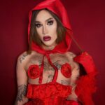 Charity Kase Instagram - Day 17 #366daysofdrag Stick to the story and eat me 🐺 Base - @hudabeauty concealer, flawless bake powder, liquid liner @beautybaycom brush set, primer, eyeshadow primer @maccosmeticsuk setting spray, liquid lipstick #redridinghood #dailydrag #dragraceuk London, Unιted Kingdom