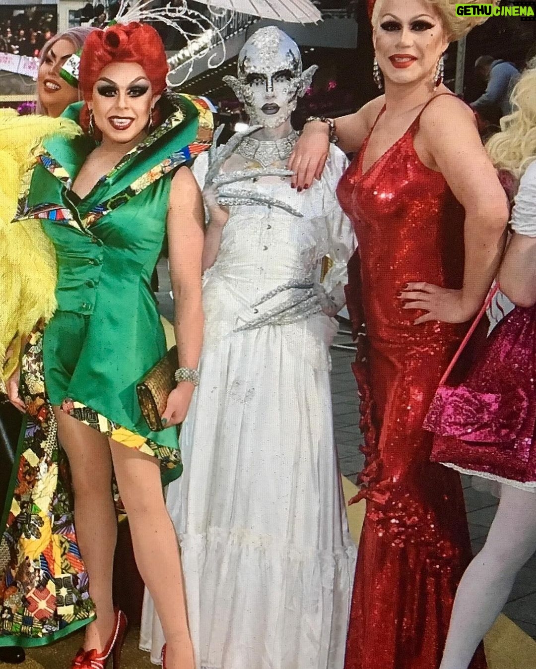 Charity Kase Instagram - Day 38 #366daysofdrag 29/06/2016 - this was one of my first ever drag looks which I created for the London premiere of Absolutely Fabulous the movie. Having just started dipping my rhinestones toes into the drag pond at 18 years old I was honestly so gagged to be invited to be an extra in a big drag scene. So It was an absolute dream come true to be asked as one of a handful of queens to come to the premiere and walk the red carpet with @ferrifrump and @joanna.lumleys Something I will always remember and a memory I cherish ❤️ Swipe to the end for a jump scare #dailydrag #throwback #dragalien #abfab London, Unιted Kingdom