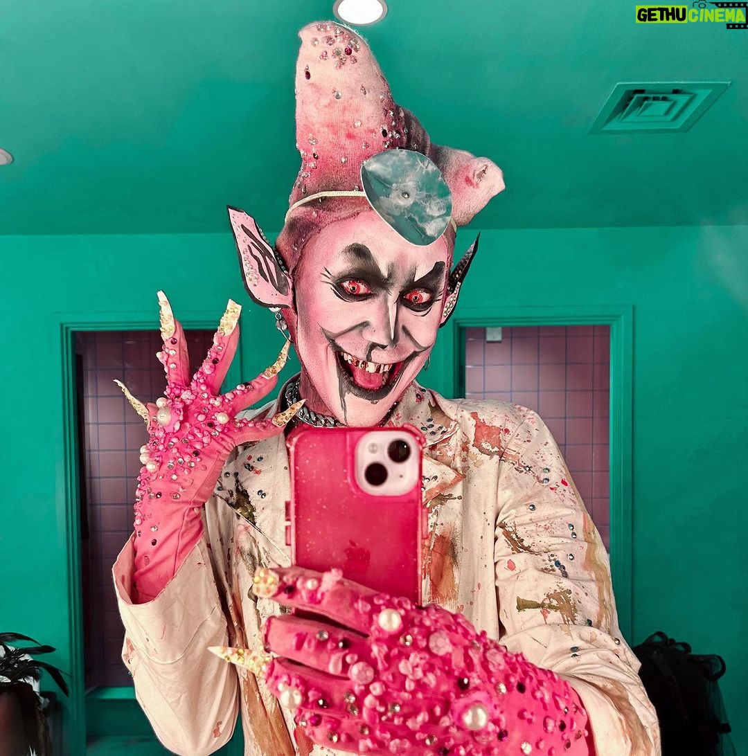 Charity Kase Instagram - Doctors orders 🩺🩸 @mehronmakeup creme blend sticks, liquid latex, fake blood @grimasofficial tooth paint @hudabeauty flawless bake powder, pen eyeliner, kohl eyeliner @bperfectcosmetics sceptre pallet @maccosmeticsuk black liquid lipstick #dragmonster #ghouls #drfrankenstein Cardiff Wales