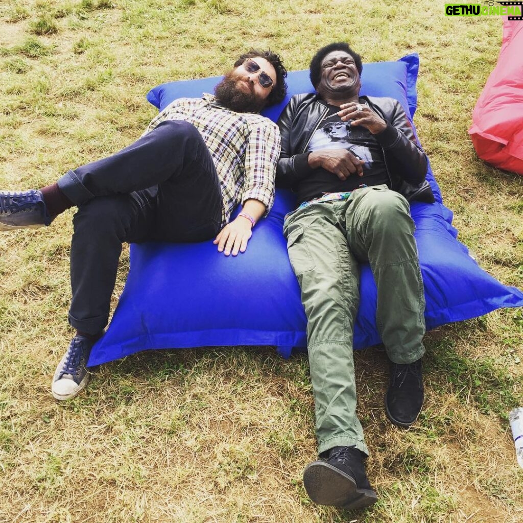 Charles Bradley Instagram - Mikey D and Charlie B restin the bones before our set at @womadfestival today! #charlesbradley #screamingeagleofsoul #charlesforchange WOMAD Charlton Park