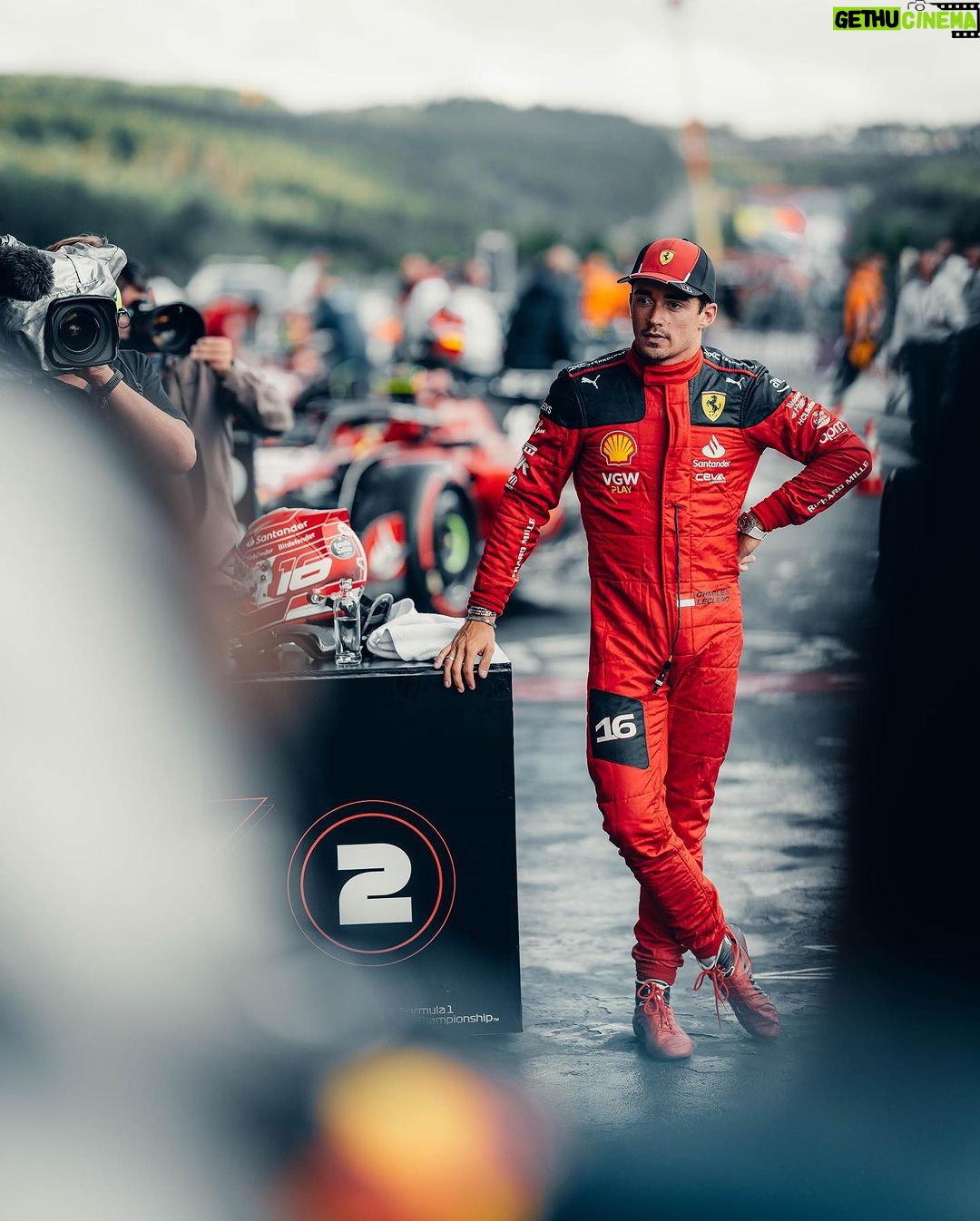 Charles Leclerc Instagram - P2 on track, P1 for Sunday. Good day in tricky conditions. Circuit de Spa-Francorchamps