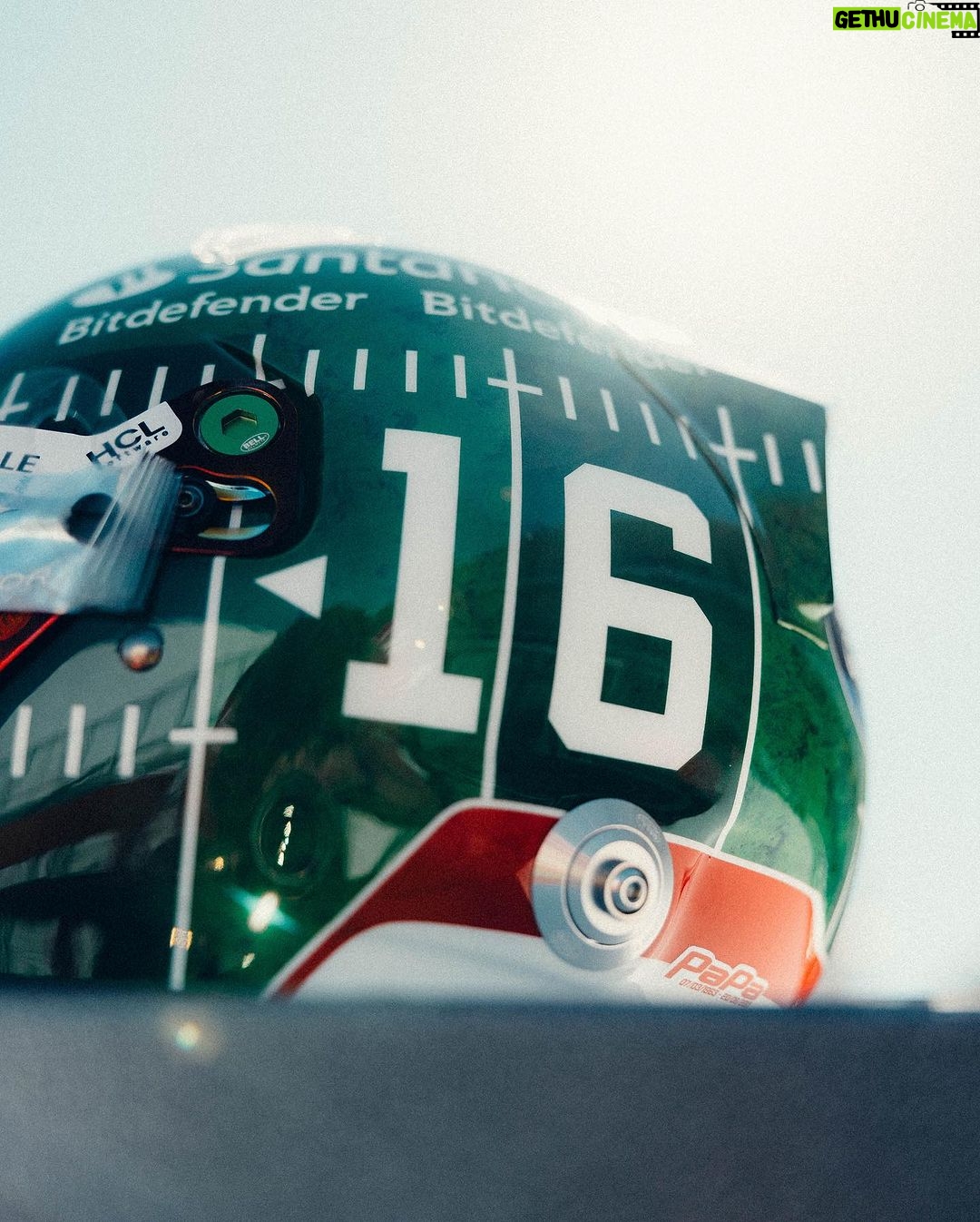 Charles Leclerc Instagram - I forgot this was my 100th GP with @scuderiaferrari, so this special helmet design doesn’t make sense but it’s beautiful 🥰 Look at that greeeeeeen Austin, Texas