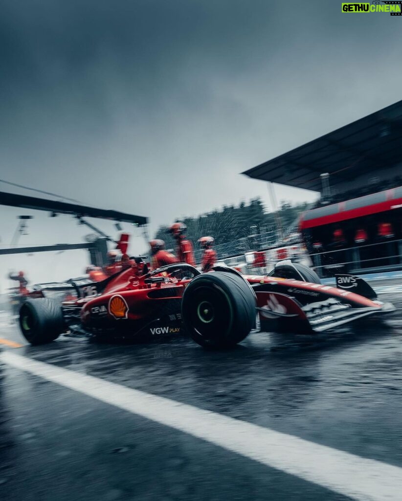Charles Leclerc Instagram - P2 on track, P1 for Sunday. Good day in tricky conditions. Circuit de Spa-Francorchamps