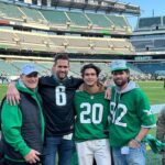 Charles Melton Instagram - I had the best weekend with family and friends watching the eagles get another W!!! Thank you Brian, Jess and @philadelphiaeagles FOR THIS AMAZING EXPERIENCE & for letting me lead the fight song! FLY EAGLES FLY 🦅