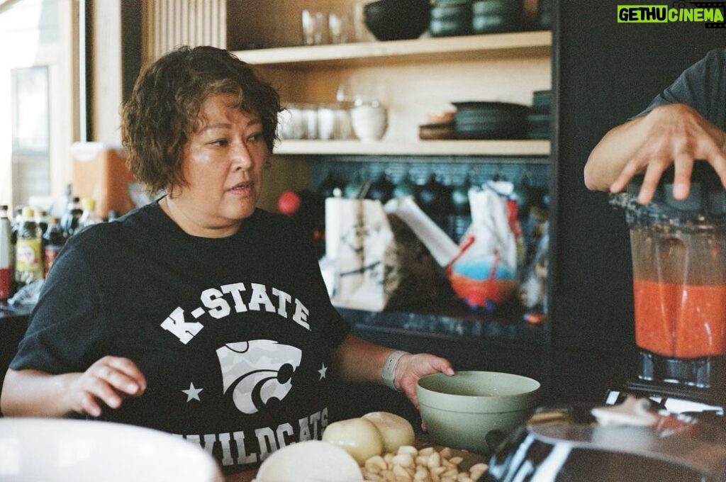 Charles Melton Instagram - making kimchi with mom