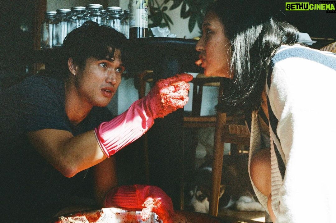 Charles Melton Instagram - making kimchi with mom