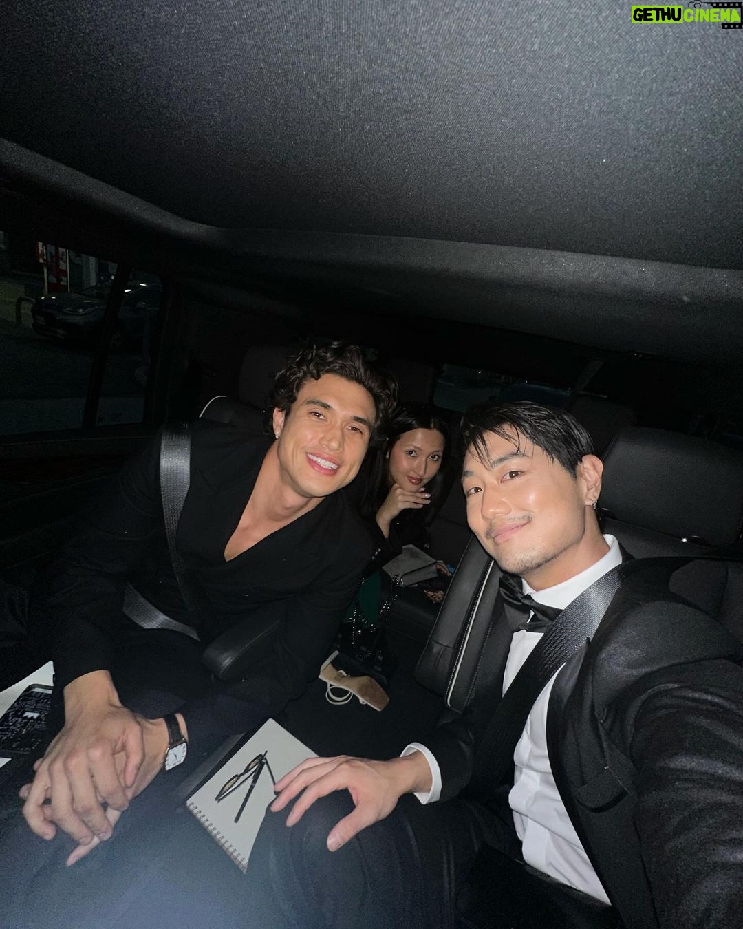 Charles Melton Instagram - on our way, my dates!!!! @seoulcialite @tammieymelton