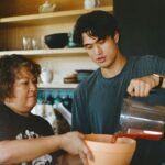 Charles Melton Instagram - making kimchi with mom
