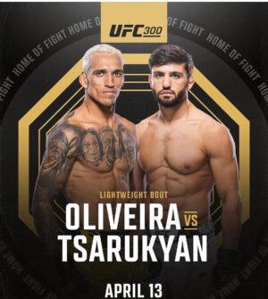Charles Oliveira Instagram - Venho anunciar a minha próxima luta ufc 300 vamos com tudo pois o leão do peso leve está faminto 

I come to announce my next fight UFC 300 let’s go with everything because the Lion of the lightweight divisão is HUNGRY

Vengo anunciar mi proxima pelea, UFC 300, vamos con todo, el leon de los leves esta con hambre

@diegolimacb 
@jorgepatinomacaco 
@cicerocoutinho 
@ali.reza_noei 
@gia.santos77 
@charlesoliveiragoldteam 
@chuteboxeoficial