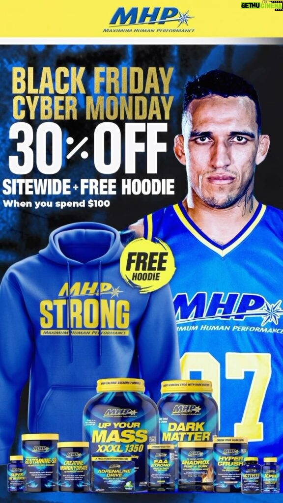 Charles Oliveira Instagram - Hey my friends check out @mhp_strong Black Friday Sale. Trust me MHP supplements are the best. Try some of my personal favorites like PROBOLIC-SR protein , DARK MATTER post-workout and ACTIVIVE SPORT multi-vitamin. Get MHP STRONG!!💪