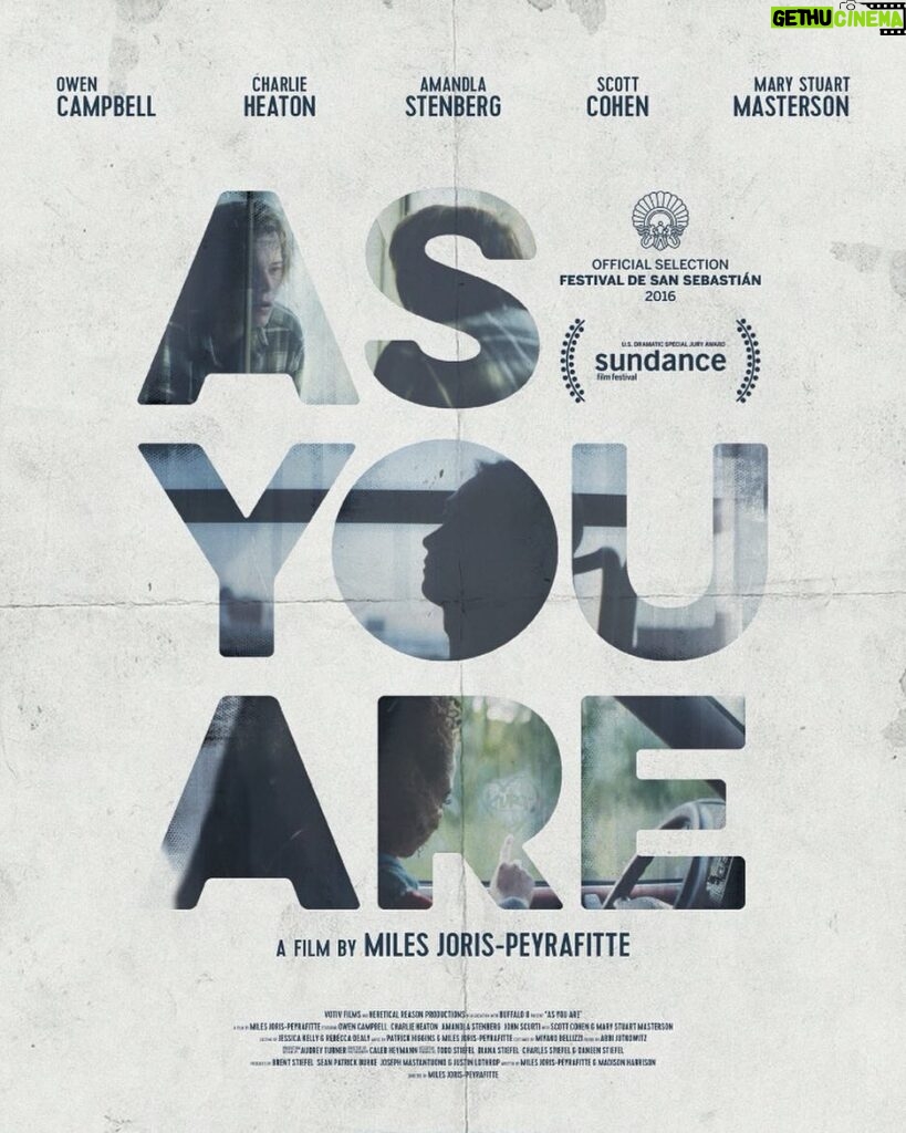Charlie Heaton Instagram - New official poster for "As You Are"! Will be taking this beautiful movie to San Sebastián on the 20th of Sept! Get your tickets! Trailer and release date to come soon! 😁 X @asyouaremovie