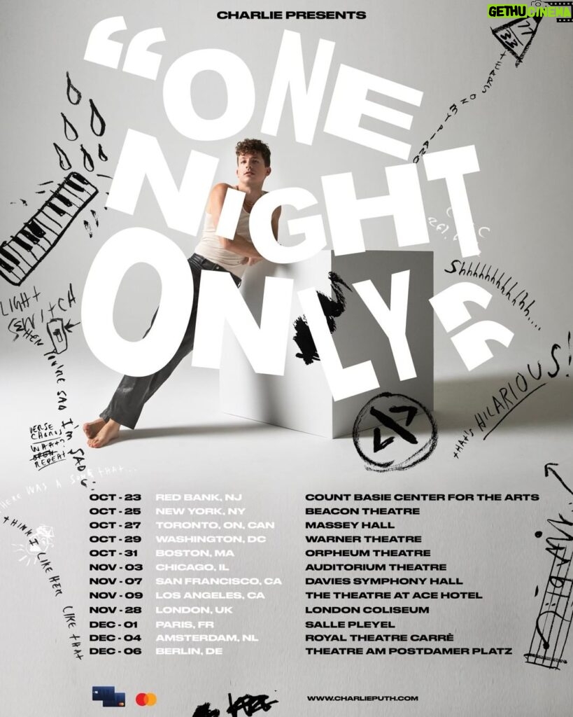 Charlie Puth Instagram - Europe! Tickets for my #OneNightOnlyTour are on sale today at 12pm local - get your tickets at charlieputh.com