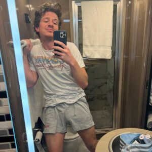 Charlie Puth Instagram - Showering on a moving bus is tricky! Performing for you every night makes living on a bus worth it!