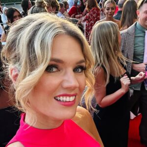 Charlotte Hawkins Instagram - At the @officialntas! 🙌 Always a special night getting to celebrate the very best on TV. Thanks to @benshephardofficial for escorting me down the red carpet (& not treading on my dress too many times.. 🤣). Special mention to @carolinecastigliano for the dress, @latelitajewellery for the jewellery, @kkelsing1 for the hair & make-up, & styling @debbiedresses @hollyslater. Trying to be good & not have a late one  as I’ll be up at 2.45am for @gmb… see you tomorrow! ⏰😁 #ntas #nationaltelevsionawards #gmb #goodmorningbritain
