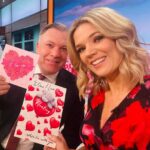 Charlotte Hawkins Instagram - Hope you’re feeling the love today! Happy Valentine’s Day ❤️ @edballs & I have gone early with the cards.. and the question we’re asking today on @gmb is - do you send your child a card… or is that a bit weird?! (this dress from @dorothyperkins is a rewear btw so not in the shops) #gmb #goodmorningbritain