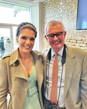 Charlotte Hawkins Instagram - Back at Cheltenham! Great to be there for Festival Trials Day, brilliant racing & nothing like being able to celebrate a win - well done Michael Wainwright with Ga Law! 🏇🥂👏👏👏 
Dress @beulahlondon 
Jewellery @boodles 
Headband @lisa_von_hallwyl 
Coat & Boots @hollandcooperclothing @cheltenhamraces 
#cheltenham #racing #horseracing #racingstyle #racingfashion #boodles #festivaltrialsday