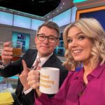 Charlotte Hawkins Instagram - Today on @gmb.. saying cheers with a cuppa despite the shocking news that tea has been replaced by coffee as the nation’s favourite hot drink! ☕️ We had the astounding story of 91 year-old Betty, the oldest victim of the post office scandal who said they can ‘stuff their money’ as it won’t bring her husband back. The two parents of children who tragically died from terminal illnesses - @ceri.menaidavis & @helpharryhelpotherscharity on their fight to get financial help for families going through the same. @Bananarama_official on 40 years of hits, & how their partying inspired French & Saunders with those raucous Ab Fab scenes! 🥂Plus following the praise for Prince William as he takes time out to look after his family while his wife is in hospital, we debate with @atehjewel & @marvynharrison whether men should be congratulated for looking after their children… 🤔 #gmb #goodmorningbritain