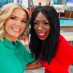 Charlotte Hawkins Instagram - Friday on @gmb - things became a lot clearer for @benshephardofficial after I lent him my reading glasses.. but maybe he needs a hearing aid as well as I definitely said ‘SHEETING rain’ when talking about the weather 🤦🏼‍♀️😂 @heathersmallmpeople popped in to talk about performing at Chester Cathedral (plus what she thinks of politicians using her songs!), and @gylesbrandreth on the Queen’s new podcast (sporting another glorious jumper) #gmb #goodmorningbritain