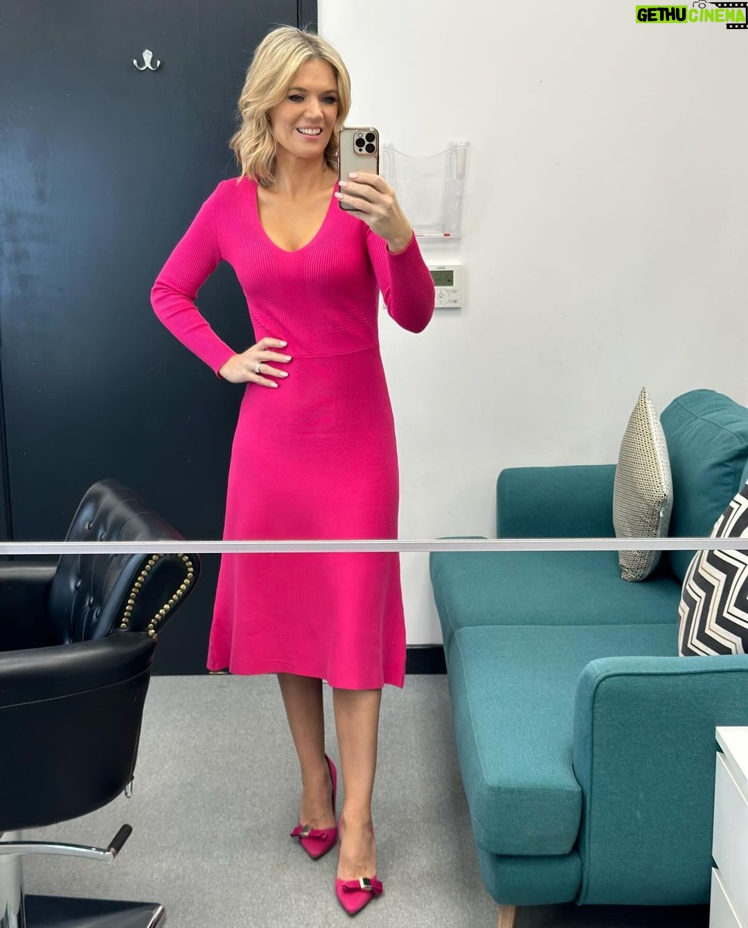 Charlotte Hawkins Instagram - Wednesday on @gmb! 💕 Dress @sosandar #gmb #goodmorningbritain